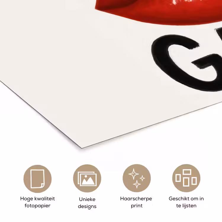 Lip - Girl - Rood - Letters poster papier klein -closeup_NL