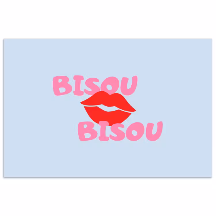 Lippen - Bisou - Blauw poster papier klein -3d