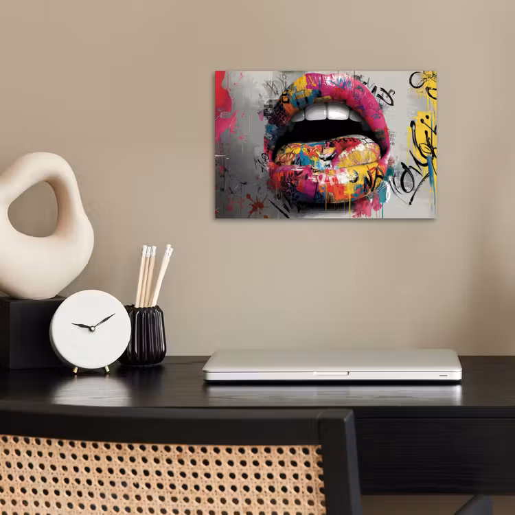 Lippen - Graffiti - Expressief poster papier klein -sfeer1