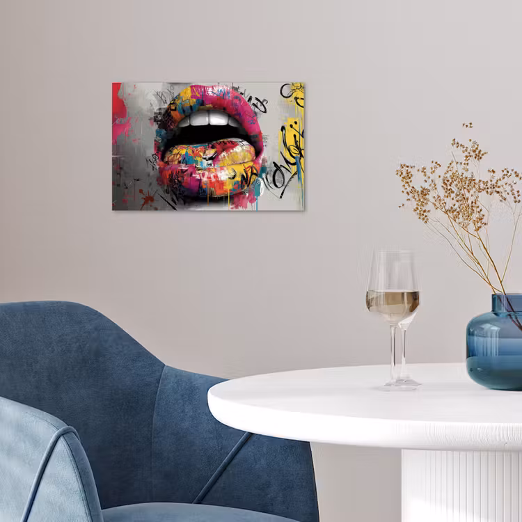Lippen - Graffiti - Expressief poster papier klein -sfeer3