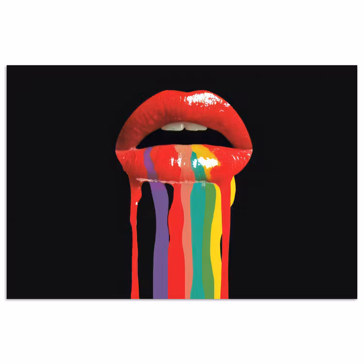 Lippen - Kleuren - Zwart poster papier klein -3d