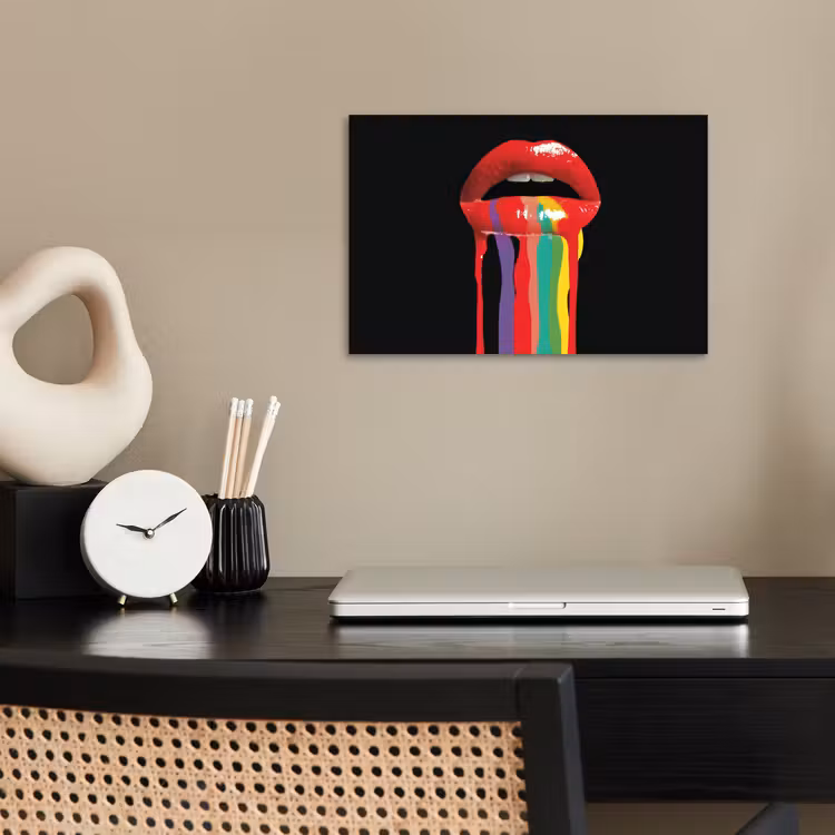 Lippen - Kleuren - Zwart poster papier klein -sfeer1