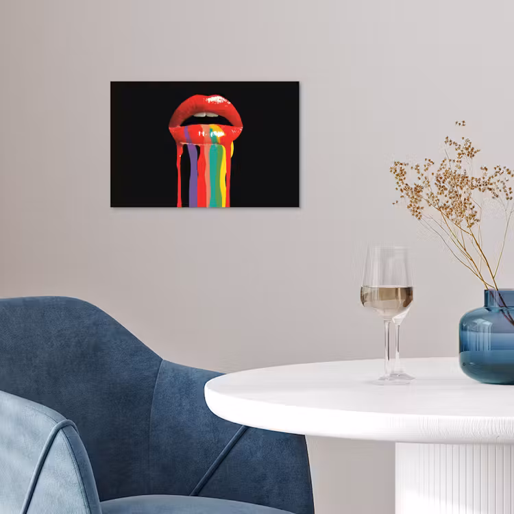 Lippen - Kleuren - Zwart poster papier klein -sfeer3