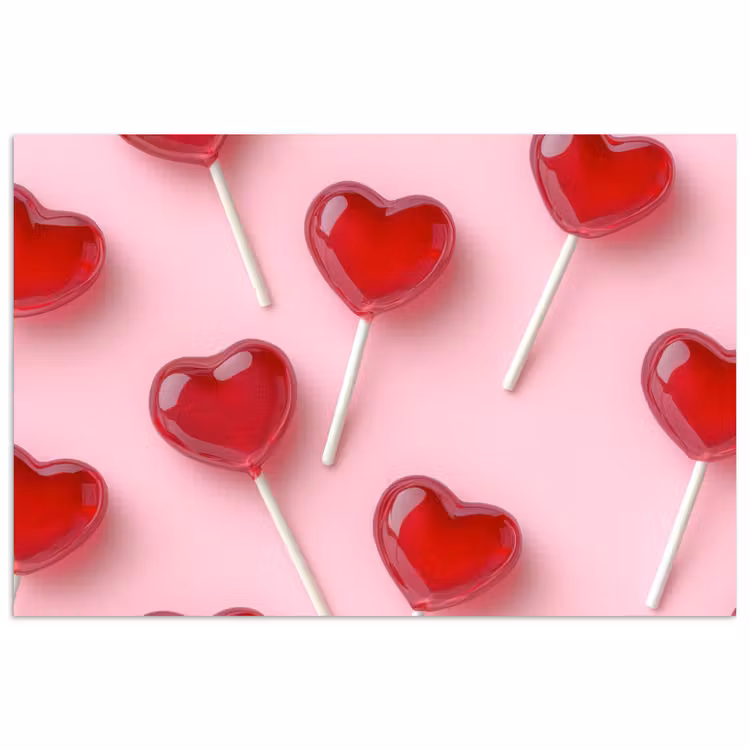 Lollies - Hartjes - Roze poster papier klein -3d