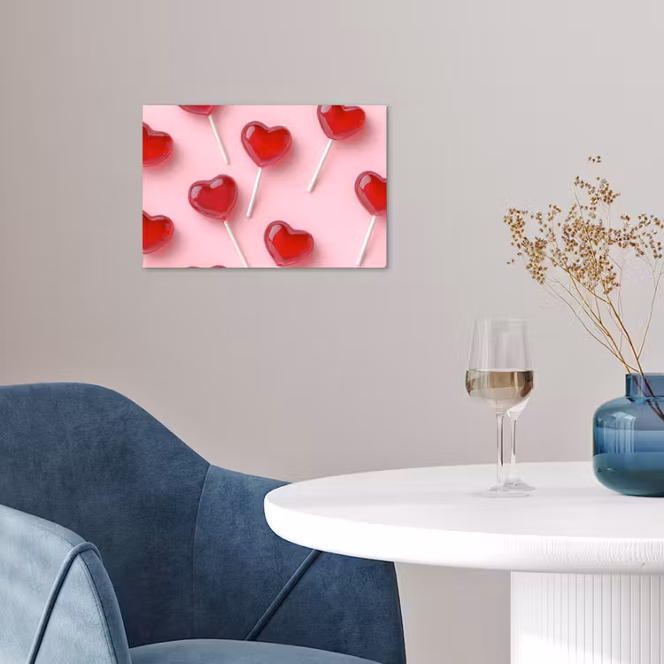 Lollies - Hartjes - Roze poster papier klein -sfeer3