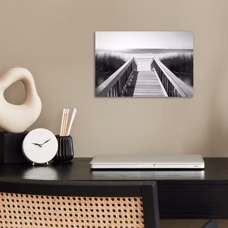 Loopbrug - Hout - Strand - Zee poster papier klein -sfeer1
