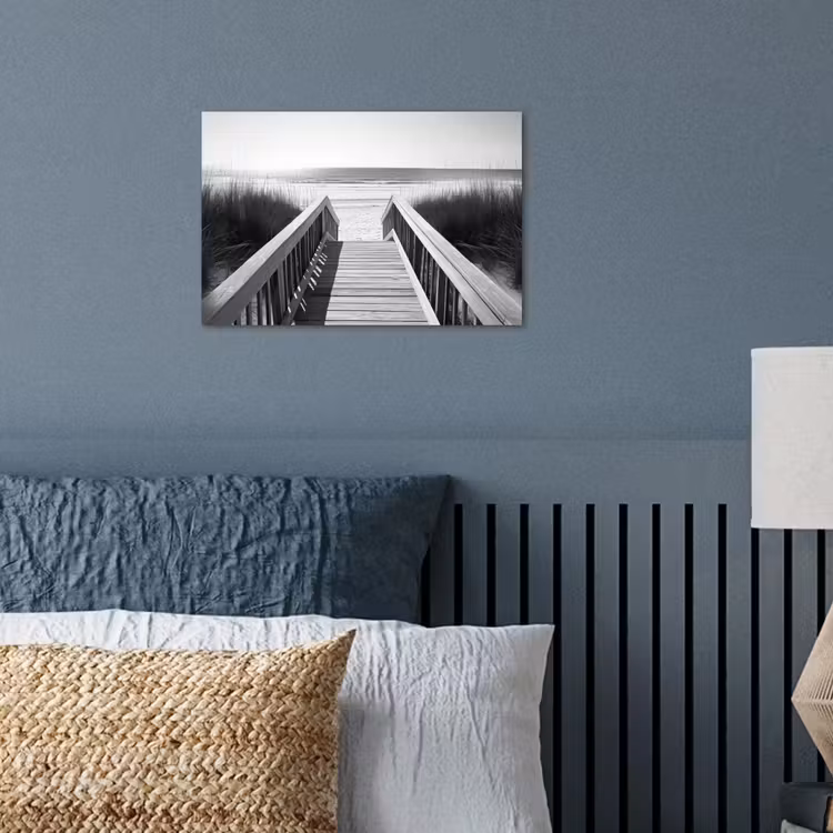 Loopbrug - Hout - Strand - Zee poster papier klein -sfeer2