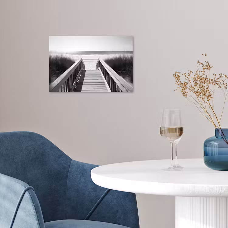 Loopbrug - Hout - Strand - Zee poster papier klein -sfeer3