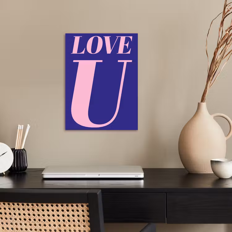 Love - Blauw - Valentijn poster papier klein -sfeer1
