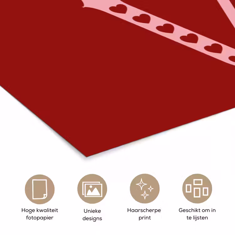 Love - Rood - Hatjes poster papier klein -closeup_NL