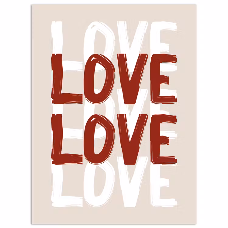 Love - Rood - Tekst poster papier klein -3d