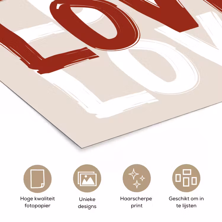 Love - Rood - Tekst poster papier klein -closeup_NL