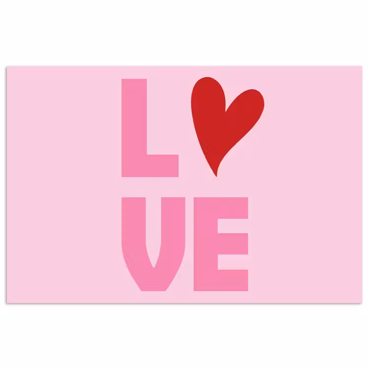 Love - Roze - Hart - Valentijn poster papier klein -3d