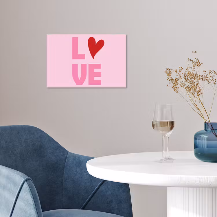 Love - Roze - Hart - Valentijn poster papier klein -sfeer3