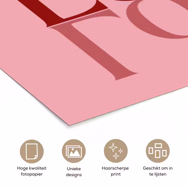 Love - Roze - Spiegeling poster papier klein -closeup_NL