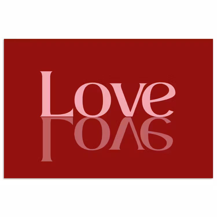 Love - Spiegeling - Rood poster papier klein -3d