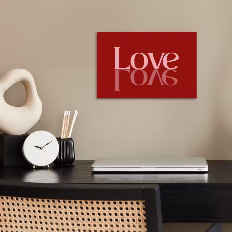 Love - Spiegeling - Rood poster papier klein -sfeer1