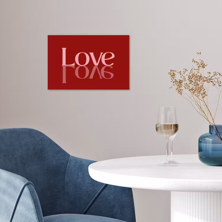 Love - Spiegeling - Rood poster papier klein -sfeer3