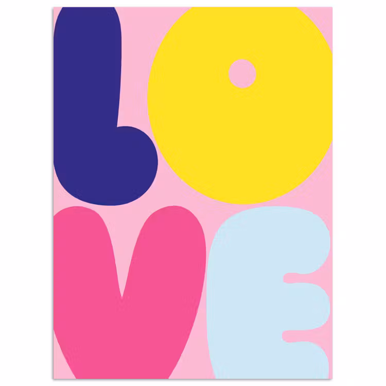 Love - Valentijn - Kleurrijk poster papier klein -3d