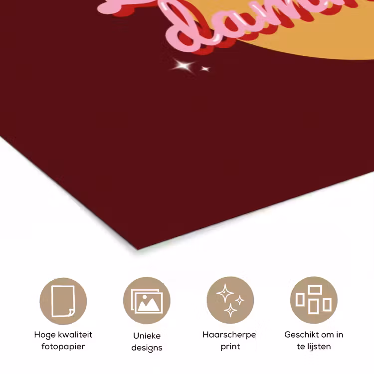 love your damn self - Cirkel - Glitter - Rood poster papier klein -closeup_NL