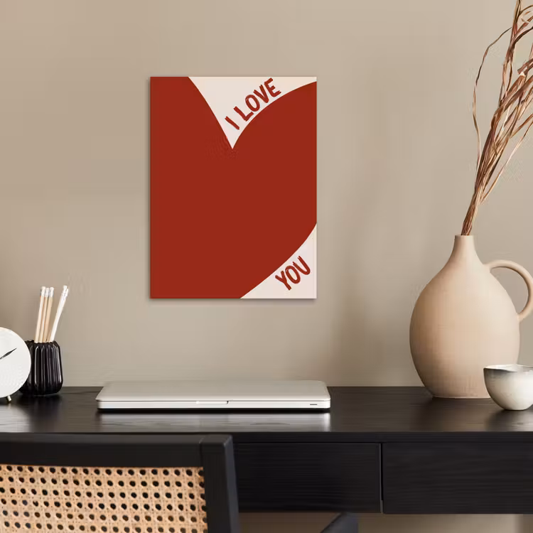 Loveyou - Rood - Hart poster papier klein -sfeer1