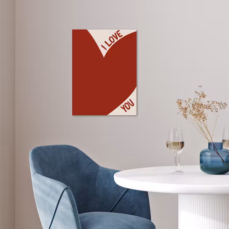Loveyou - Rood - Hart poster papier klein -sfeer3