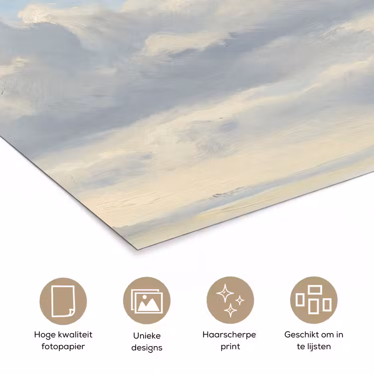 Lucht - Wolken - Natuur - Klassiek - Blauw poster papier klein -closeup_NL