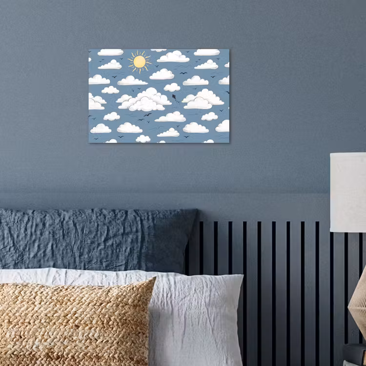 Lucht - Zon - Wolken - Natuur - Blauw poster papier klein -sfeer2