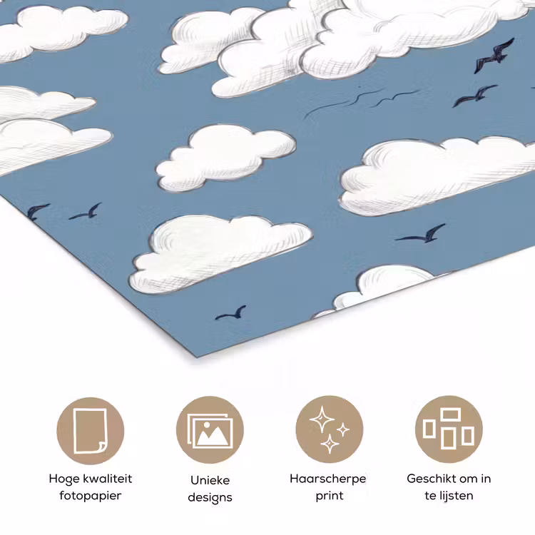 Lucht - Zon - Wolken - Natuur - Blauw poster papier klein -closeup_NL