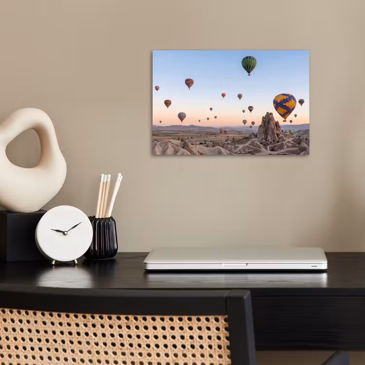 Luchtballonnen - Rotsen - Zonsopgang poster papier klein -sfeer1