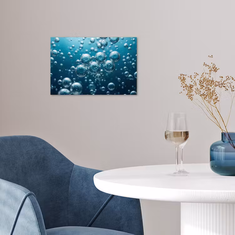 Luchtbellen - Dynamisch - Blauw poster papier klein -sfeer3