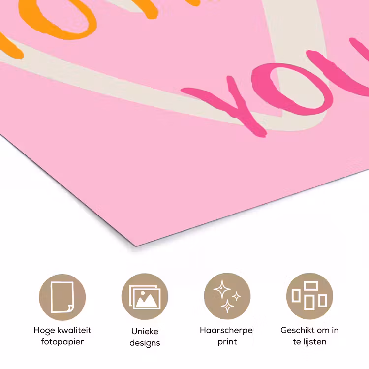 Lucky - Love - Valentijn - Roze poster papier klein -closeup_NL