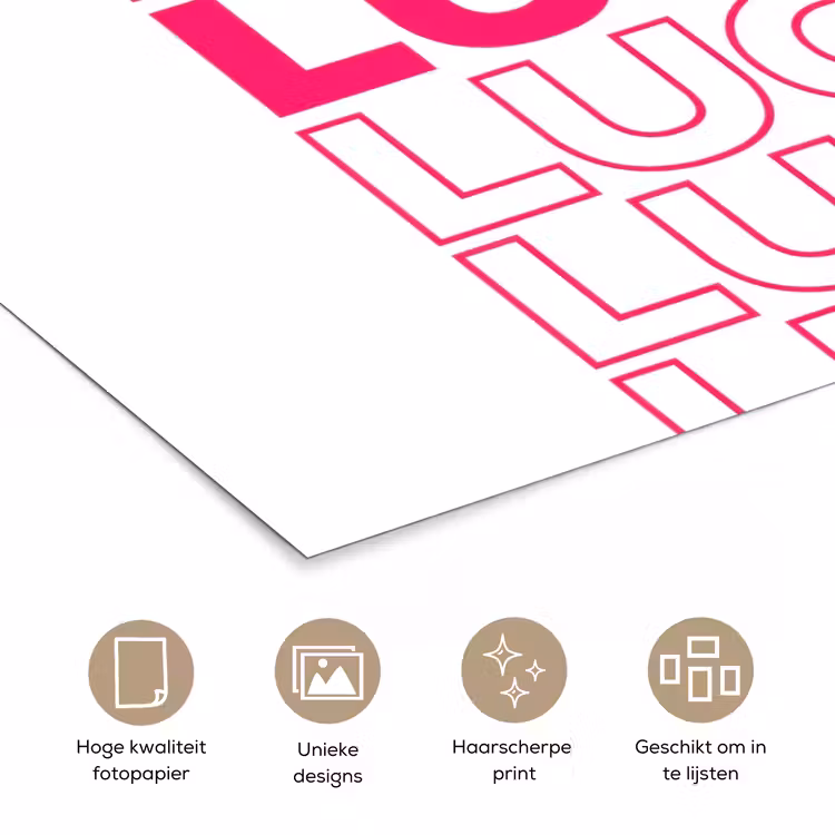 Lucky - Roze - Patroon poster papier klein -closeup_NL