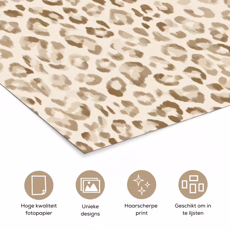 Luipaard - Klassiek - Beige poster papier klein 62 -closeup_NL