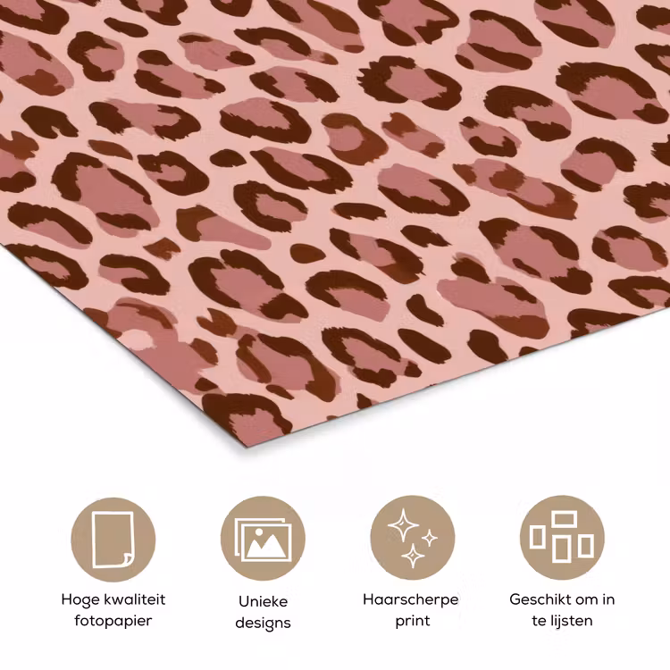 Luipaard - Patroon - Roze poster papier klein 62 -closeup_NL