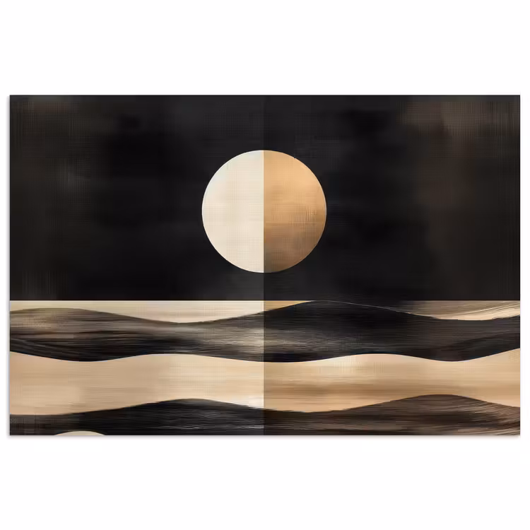 Maan - Cirkel - Goud poster papier klein -3d