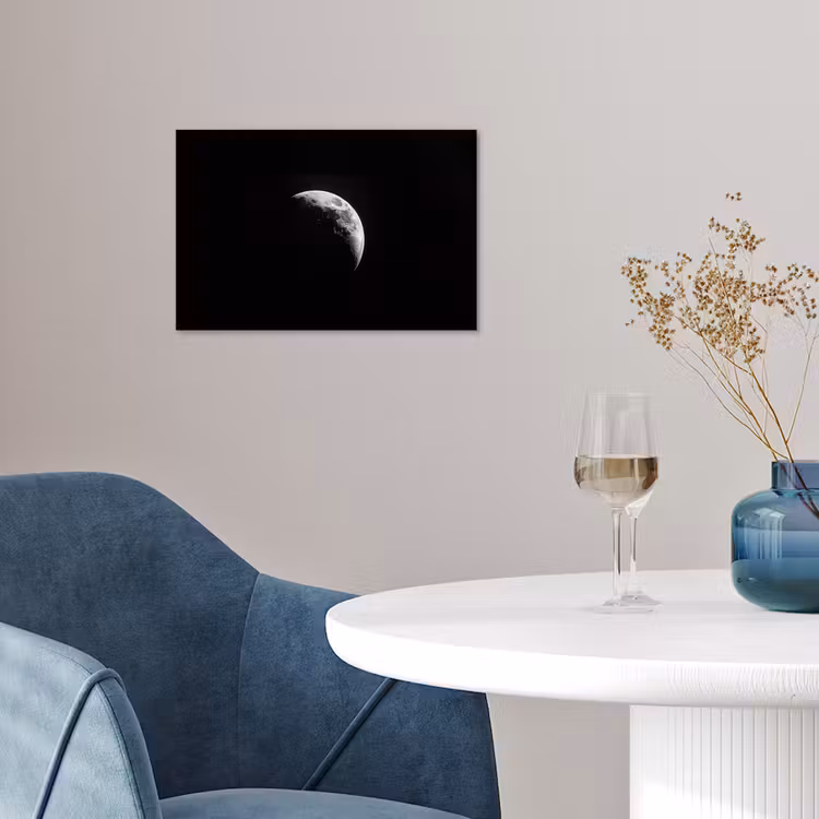 Maan - Hemel - Zwart - Schaduw poster papier klein -sfeer3