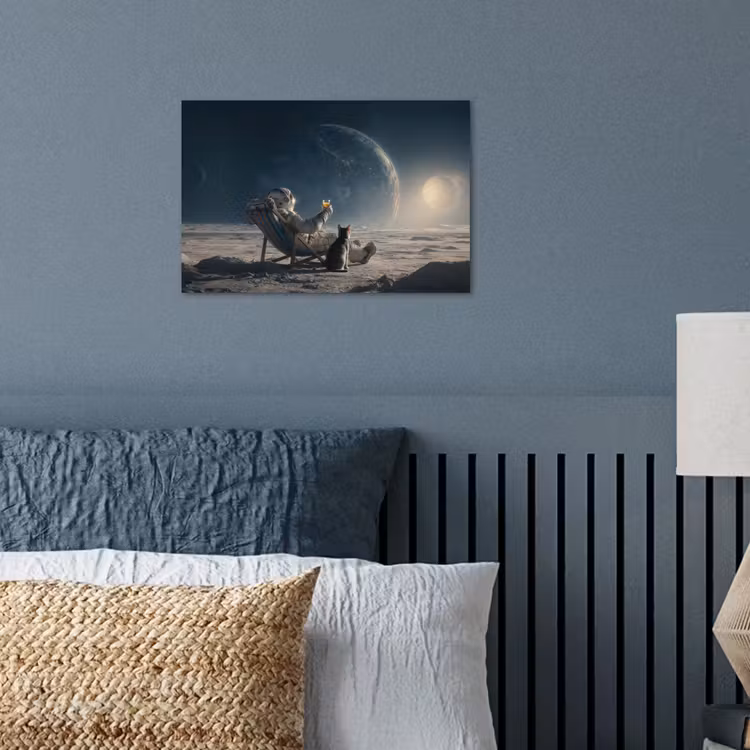 Maan - Kat - Astronaut - Ruimte poster papier klein -sfeer2