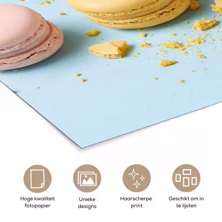 Macarons - Kleurrijk - Pastel poster papier klein -closeup_NL