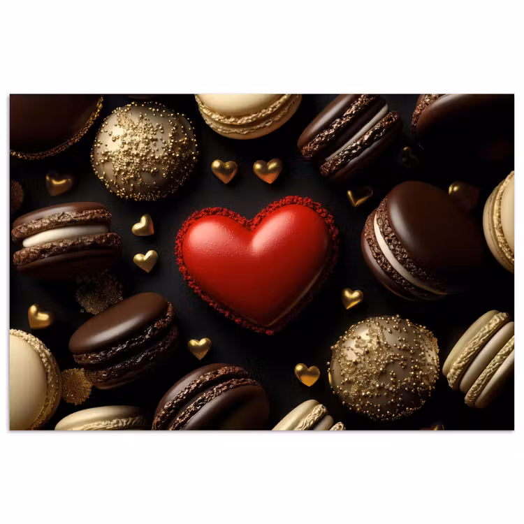 Macarons - Rood - Hart poster papier klein -3d