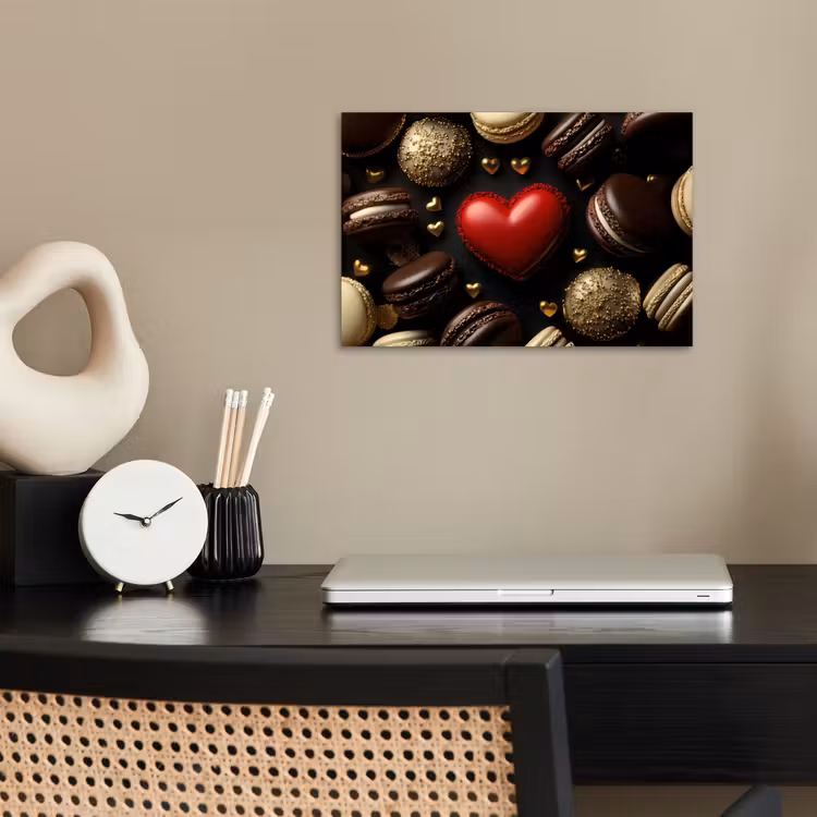 Macarons - Rood - Hart poster papier klein -sfeer1