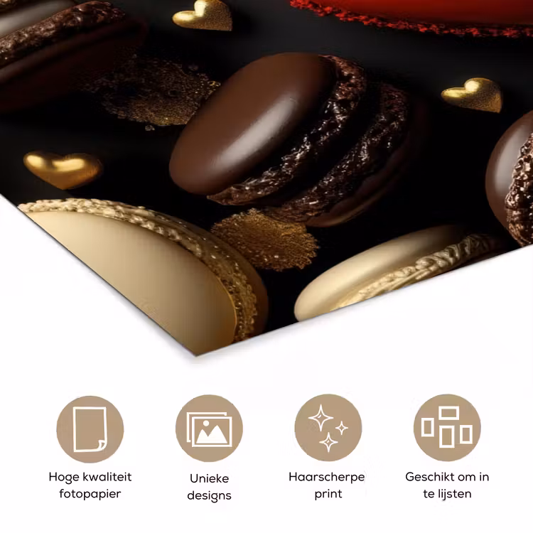 Macarons - Rood - Hart poster papier klein -closeup_NL
