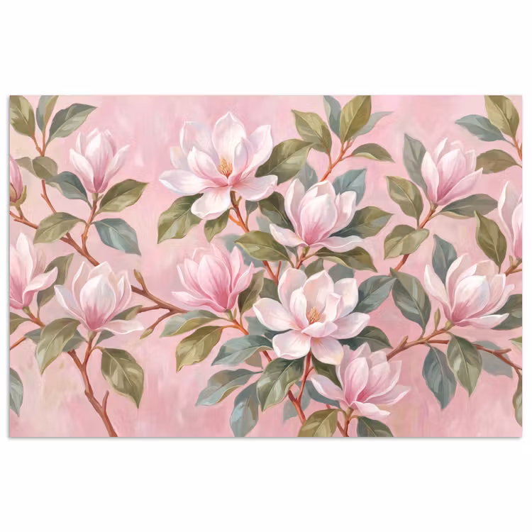 Magnolia's - Patroon - Roze poster papier klein -3d
