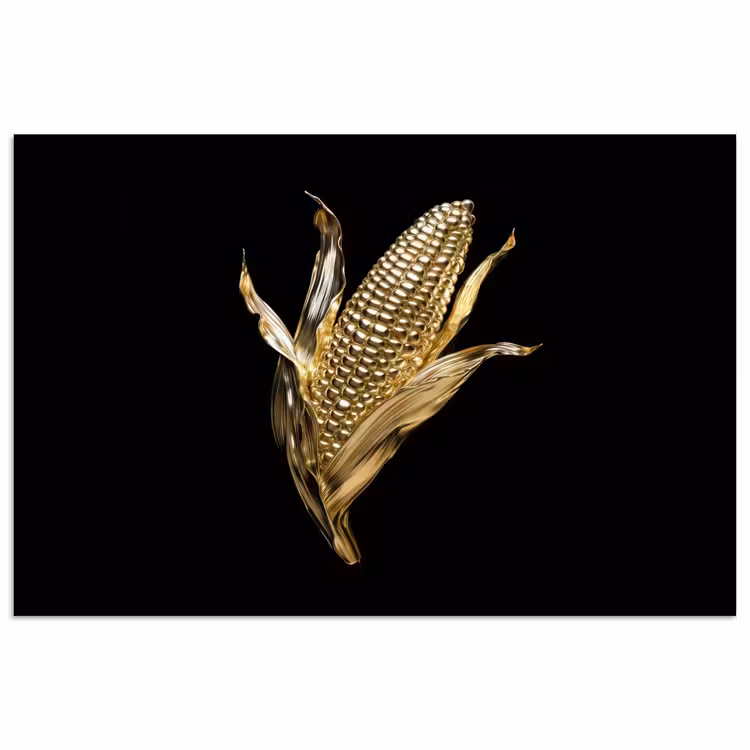 Mais - Eten - Goud - Zwart poster papier klein -3d