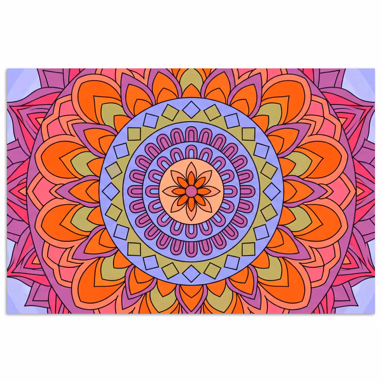Mandala - Cirkel - Abstract - Kleurrijk - Patroon poster papier klein -3d
