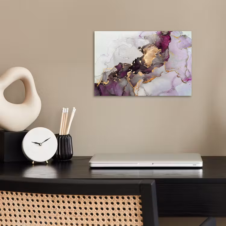 Marmer - Abstract - Goud - Paars poster papier klein -sfeer1