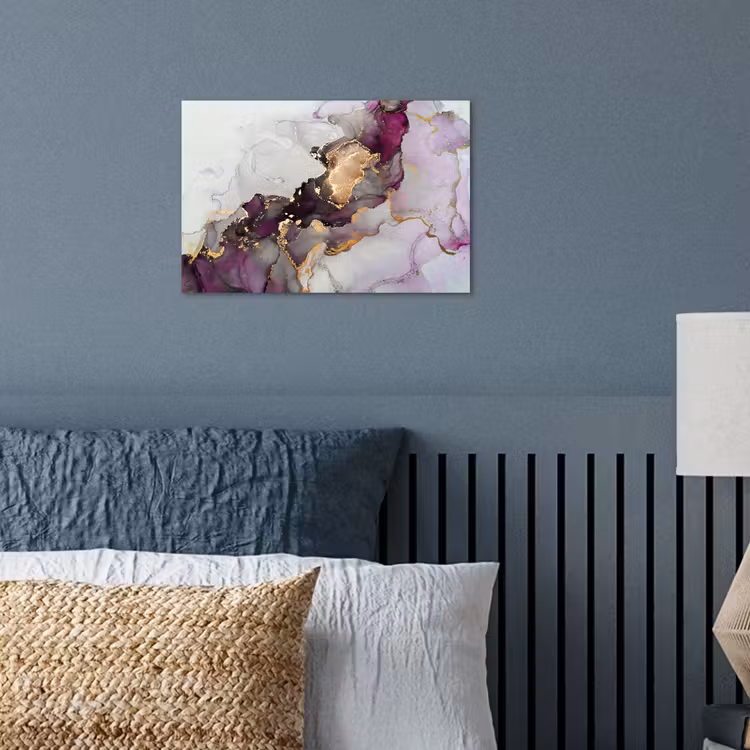 Marmer - Abstract - Goud - Paars poster papier klein -sfeer2