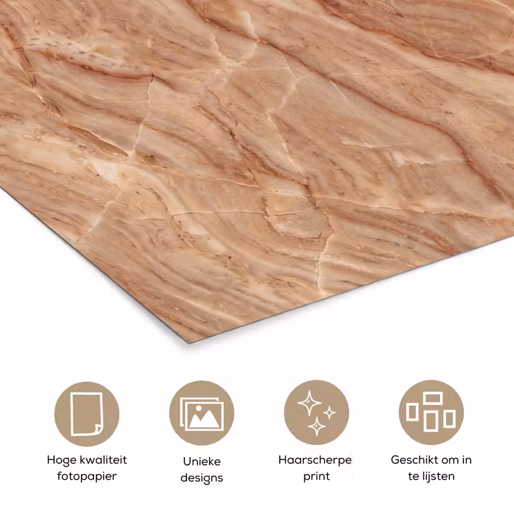 Marmer - Ader - Natuur - Abstract - Beige poster papier klein -closeup_NL