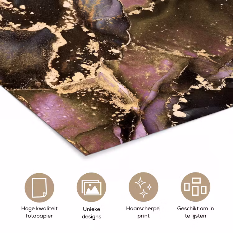 Marmer - Gold - Steen - Abstract poster papier klein -closeup_NL