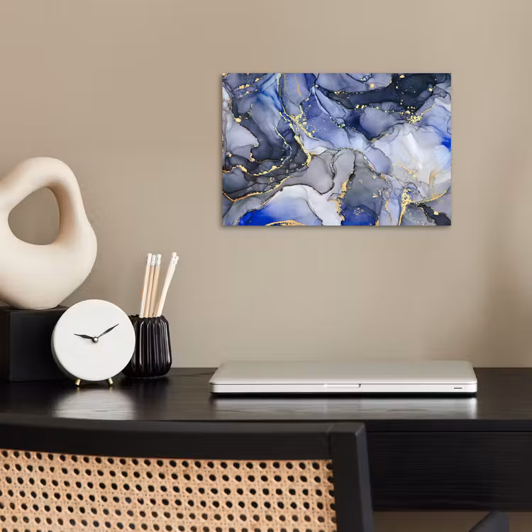Marmer - Goud - Abstract - Blauw poster papier klein -sfeer1